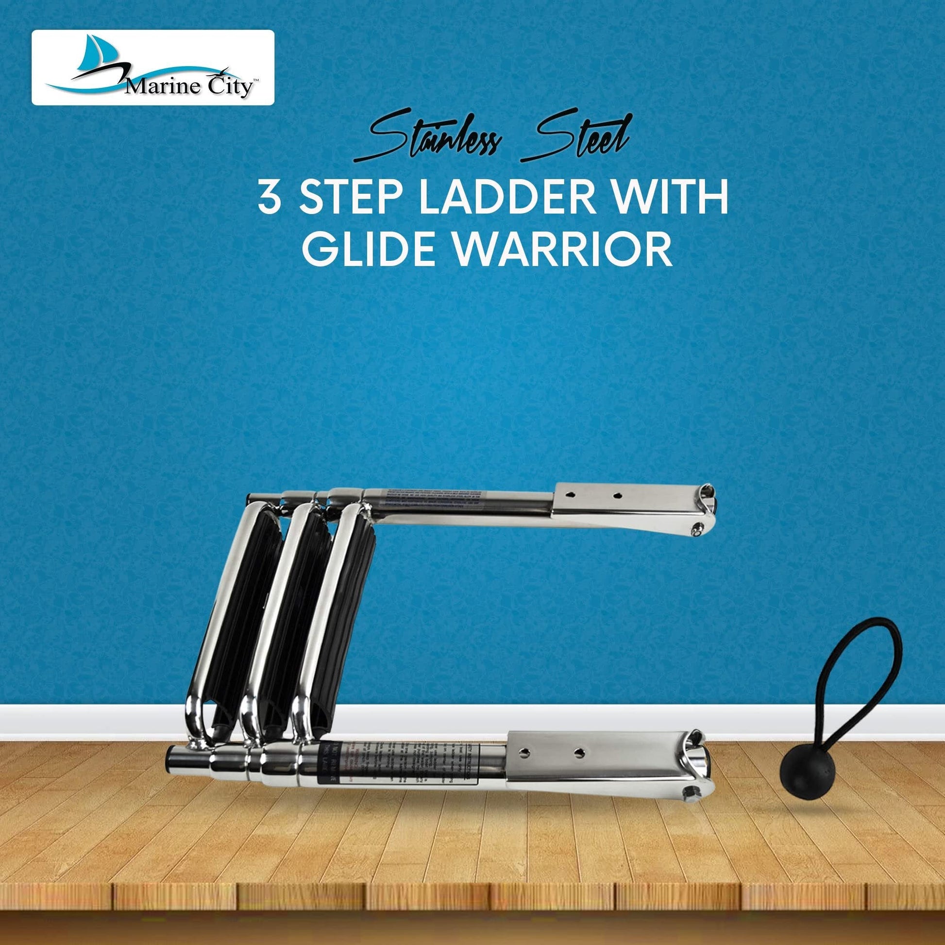 MARINE CITY 3-Step Telescoping Swim Ladder with Slide Gudgeon – Stainless Steel Marine City