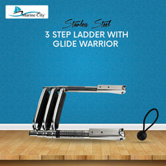 MARINE CITY 3-Step Telescoping Swim Ladder with Slide Gudgeon – Stainless Steel