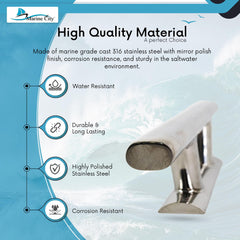 Marine City 10” Mooring Bollard Cleat – 316 Stainless Steel, Heavy Duty 5000 lbs