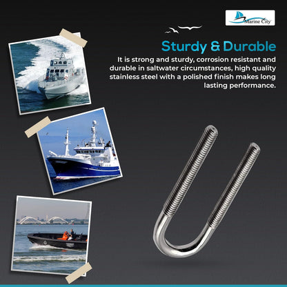 Marine City Bow Eye Tie-Down U-Bolt – 1/2” 304 Stainless Steel, 5-1/4” Length Marine City Hardware