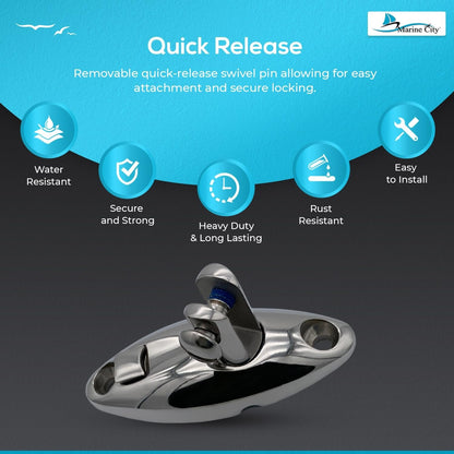 Marine City 360° Quick-Release Bimini Top Swivel Mount – 316 Stainless Steel MARINE CITY