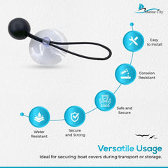 Marine City Bungee Cord Suction Cup Boat Cover Tie Downs – 2 Inches (4 Pcs)