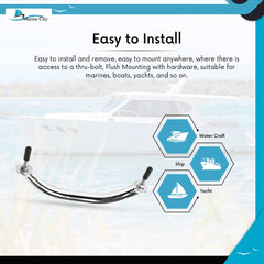 Marine City Stainless-Steel Oval Grab Rail Handle with Flange and Stud (8-5/8inch)