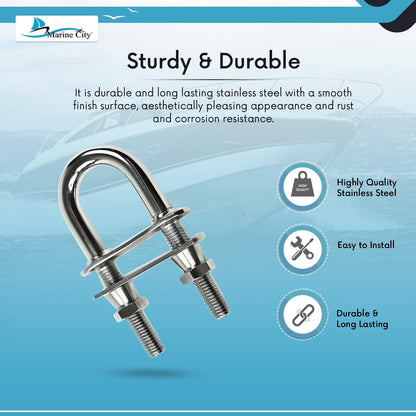 Marine City 316 Stainless Steel Welded Plate U-Bolt - Corrosion-Resistant Marine City