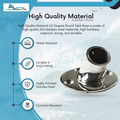 Marine City Heavy Duty 316 Stainless Steel Boat Hand Railing Fittings (2 Pcs) MARINE CITY