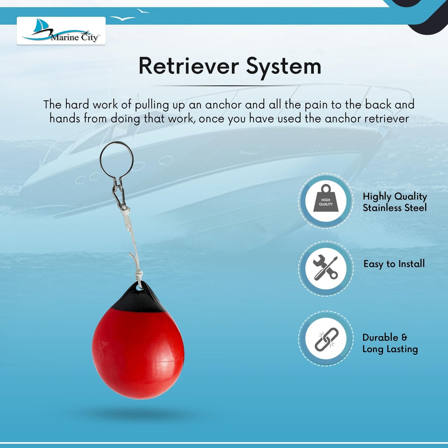 Marine City Buoy Balls – Inflatable Heavy-Duty Marine PVC Marker Buoys (1 Set)