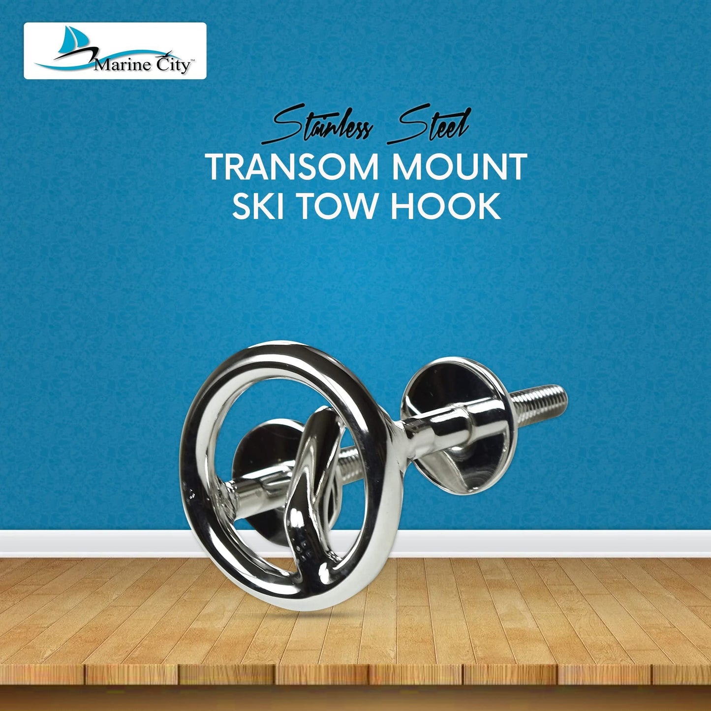MARINE CITY Transom Mount Ski Tow Hook – 316 Stainless Steel, 3 inches Ring Marine City
