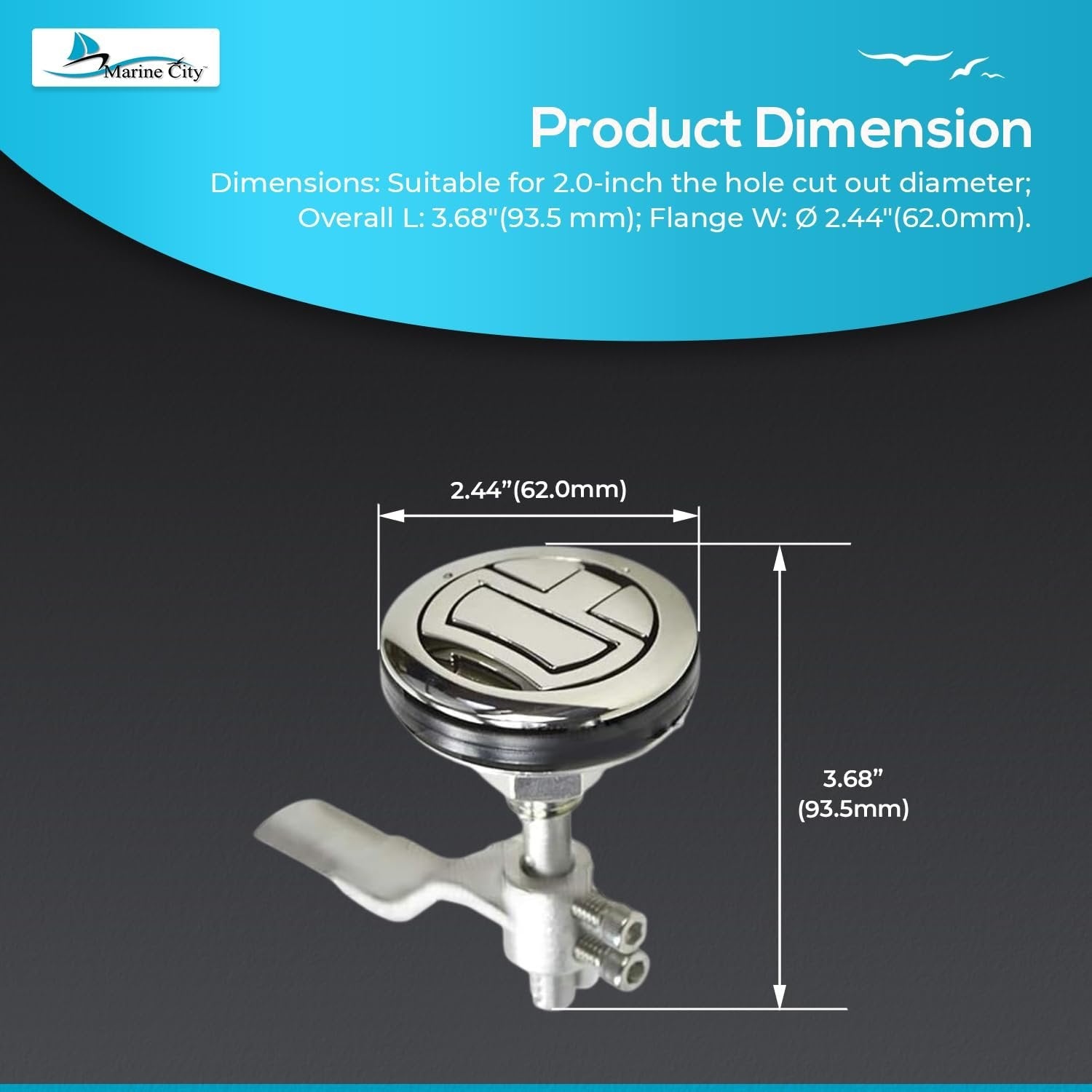 Marine City Flush Cam Latch T-Handle – 316 Stainless Steel, Water-Tight Seal Marine City