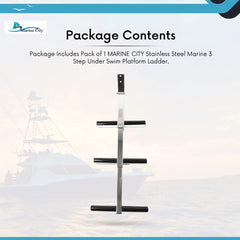 Marine City 3 Step Telescoping Ladder, Stainless Steel, Flip-Up, Anti-Slip Steps