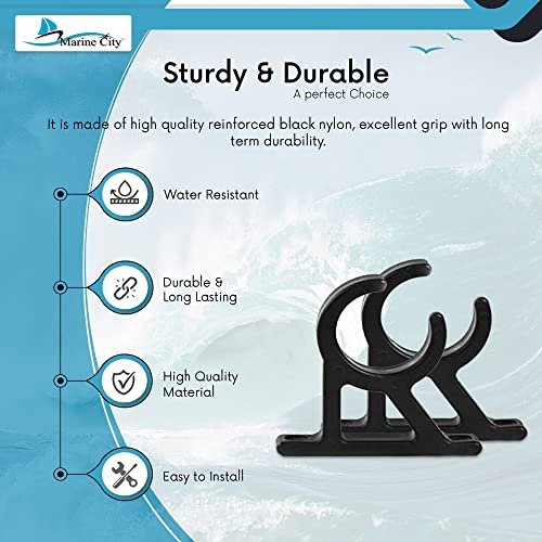 Marine City Black Nylon Boat Ladder Storage Clips – Pole Holders (Pack of 2) Marine City