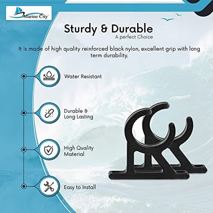 Marine City Black Nylon Boat Ladder Storage Clips – Pole Holders (Pack of 2) Marine City