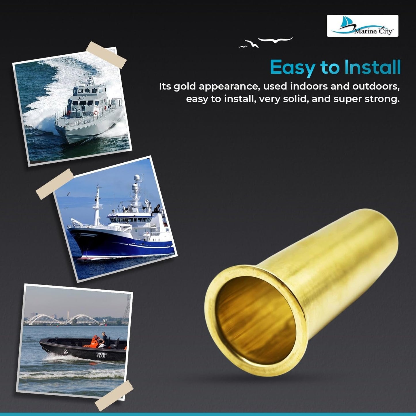 Marine City Brass Drain Tube – Corrosion-Resistant, Smooth & Functional, 3” x 1” Marine City Hardware