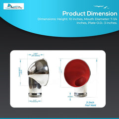 Marine City Round Red Cowl Vent – 304 Stainless Steel, 3 & 4 Inches For Boat