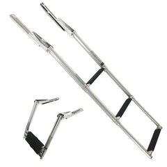 MARINE CITY 3-Step Over Platform Slide Telescopic Ladder – 304 Stainless Steel