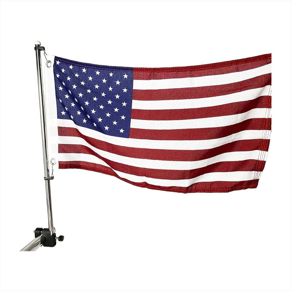 Marine City 21" Rail Mounted Flag Staff – 304 Stainless Steel, with US Flag Marine City