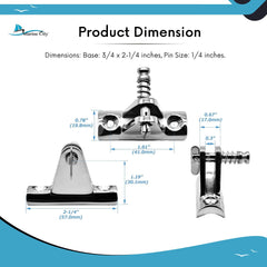 MARINE CITY 316 Stainless Steel Bimini Top Deck Hinge 90° Concave Base (2 Pcs)