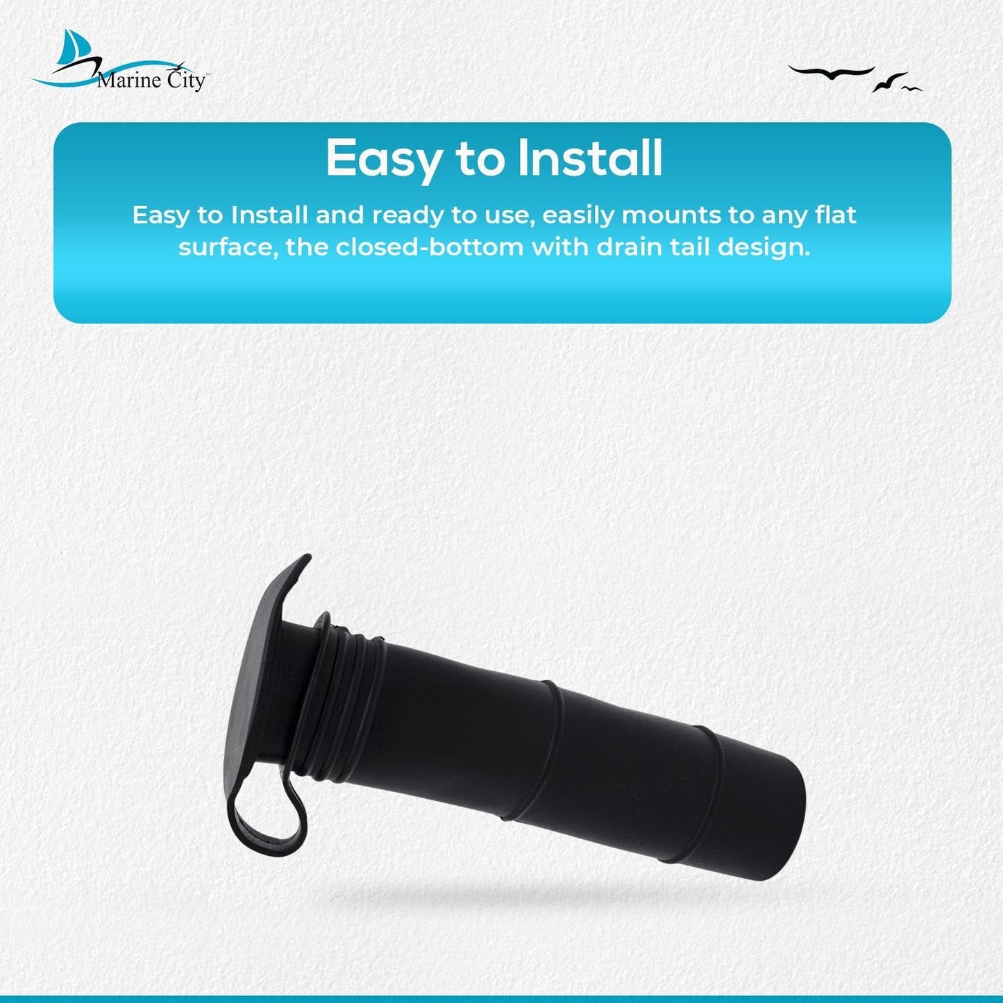 Marine City 90° Black Flush Mount Rod Holder – 6-7/8” Injection Molded PVC MARINE CITY