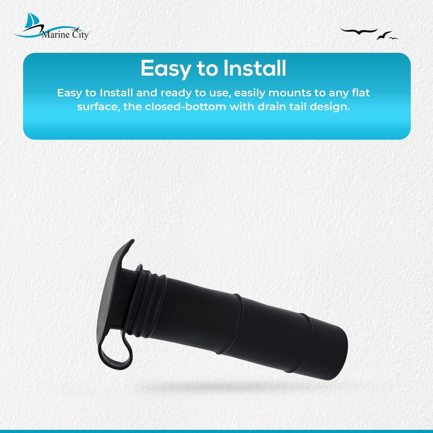 Marine City 90° Black Flush Mount Rod Holder – 6-7/8” Injection Molded PVC MARINE CITY