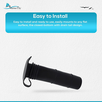 Marine City 90° Black Flush Mount Rod Holder – 6-7/8” Injection Molded PVC MARINE CITY