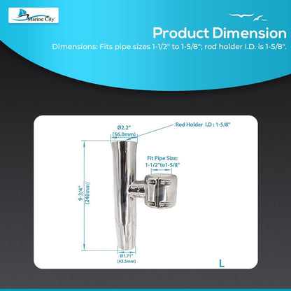 Marine City Adjustable Clamp-On Fishing Rod Holder – 304 Stainless Steel