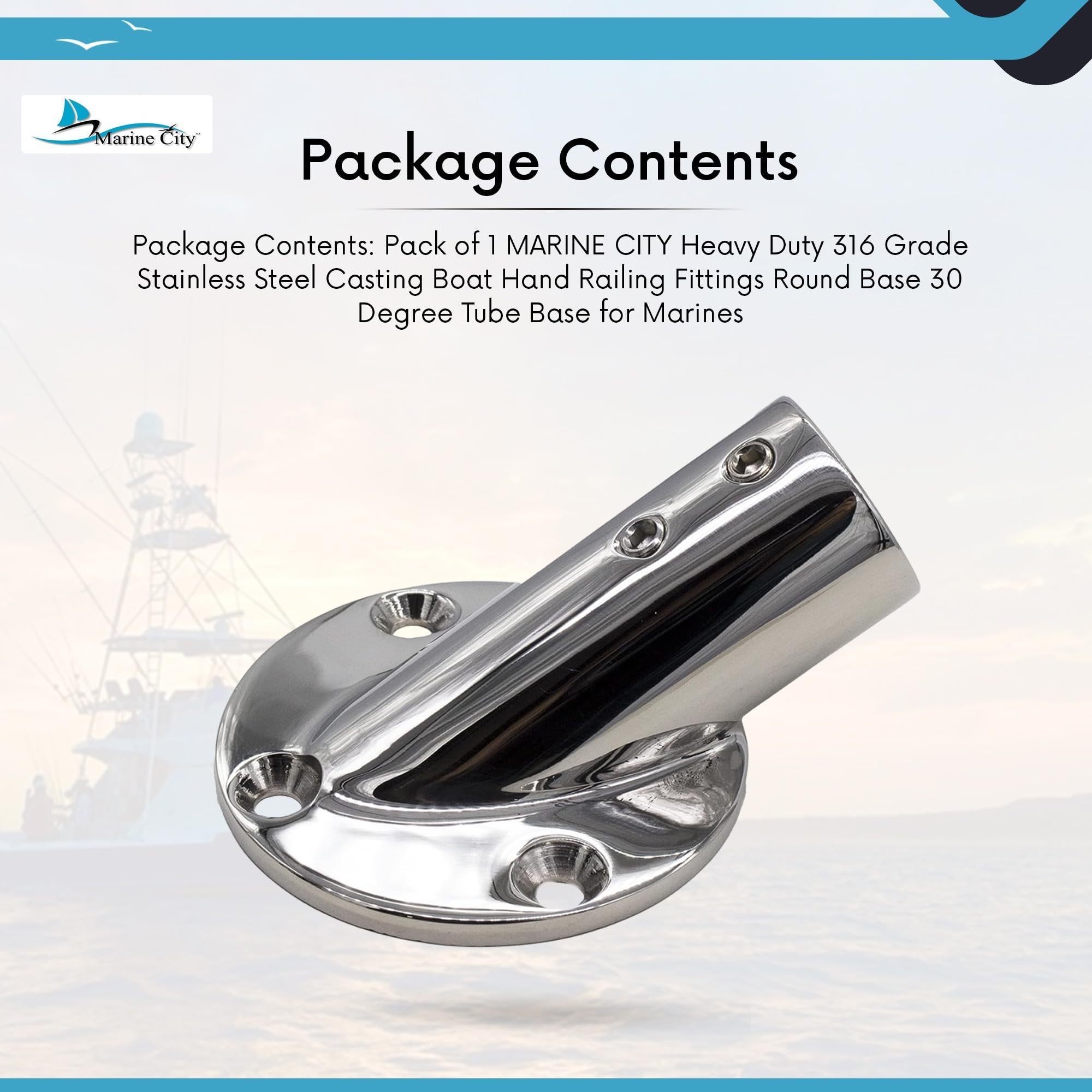 30° Boat Hand Railing Round Base Stainless Steel - Marine City – Marine ...