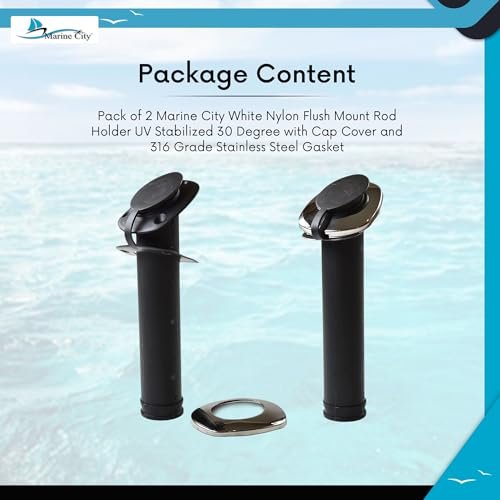 MARINE CITY Black Nylon Flush Mount Rod Holder – UV Stabilized 30° (Pack of 2)