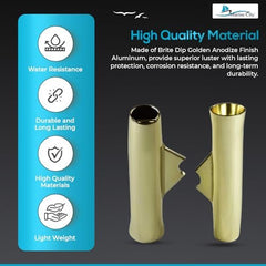 Marine City Gold Powder Coated Aluminum Flared Weld-On Fishing Rod Holder