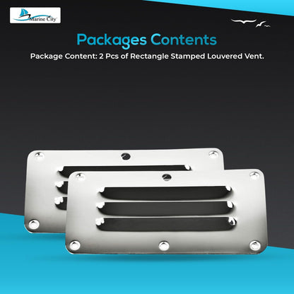 Marine City 304 Stainless Steel Rectangular Stamped Louvered Vent – 2-1/2” × 5” Marine City Hardware