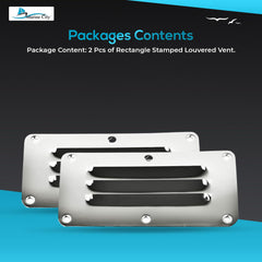 Marine City Stainless-Steel 2-1/2 inch × 5 inch Rectangle Stamped Louvered Vent