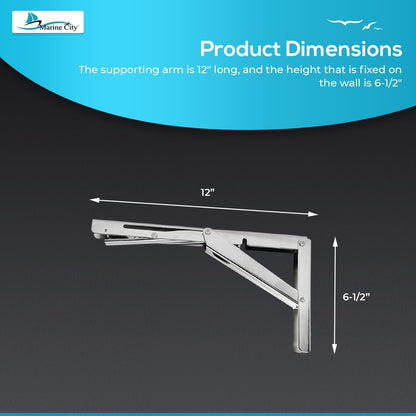 Marine City Soporte de mesa de acero inoxidable más nuevo - Brazo de liberación larga, 12" 330 LB (2 piezas) 