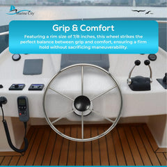 Marine City 304 Stainless Steel Sailboat Wheel 24-Inch - 6.5” Spokes,7/8” Rim