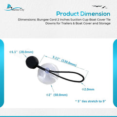 Marine City Bungee Cord Suction Cup Boat Cover Tie Downs – 2 Inches (4 Pcs)