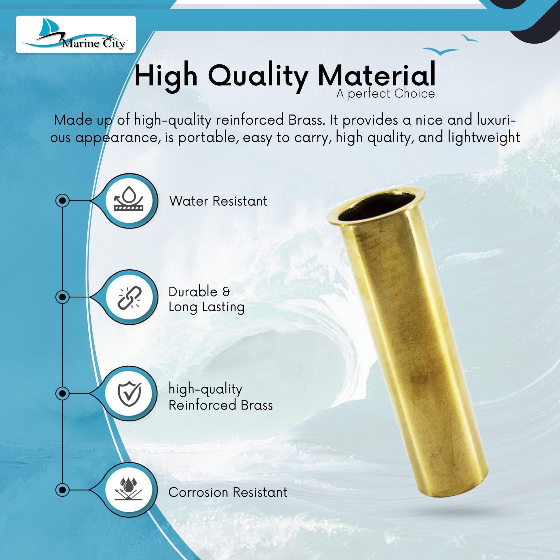 Marine City Brass Drain Tube – Corrosion-Resistant, Functional, 1” x 3-1/2” MARINE CITY