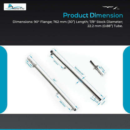 MARINE CITY 30-Inch Flag Stanchion with 304 Stainless Steel Spring Mounting Socket Marine City