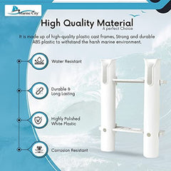 Marine City White Plastic Flush Mount Fishing Rod Holder Rack – 2 Link, 12” Tube