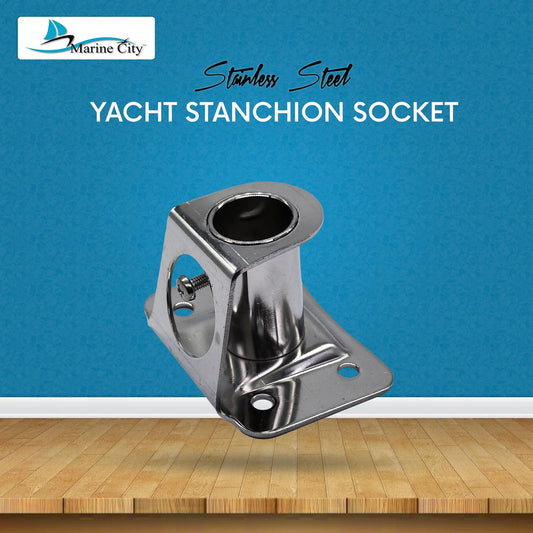 Marine City Stainless Steel 90° Stanchion Socket Base – Deck Mount for 1" Pipes