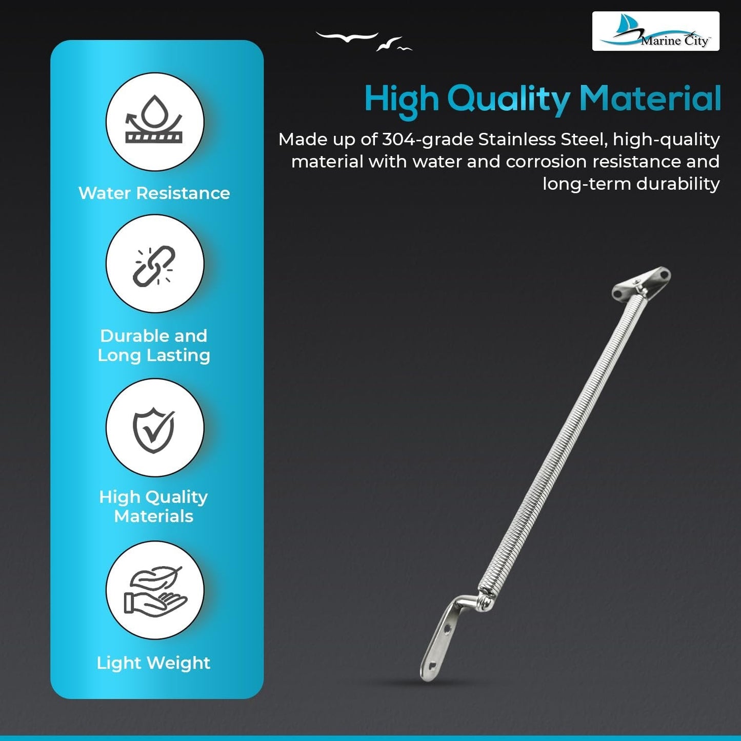 Marine City 10-1/4" Hatch Holder Adjuster–Stainless Steel, with U-Bolt & L-Plate Marine City