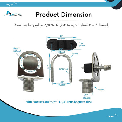 Marine City Rail Mount Antenna Bracket – 304 Stainless Steel with Nylon Clamp