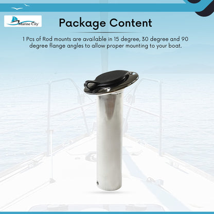 Marine City Soporte de varilla de montaje empotrado de acero inoxidable y revestimiento de PVC con tapa -15 grados
