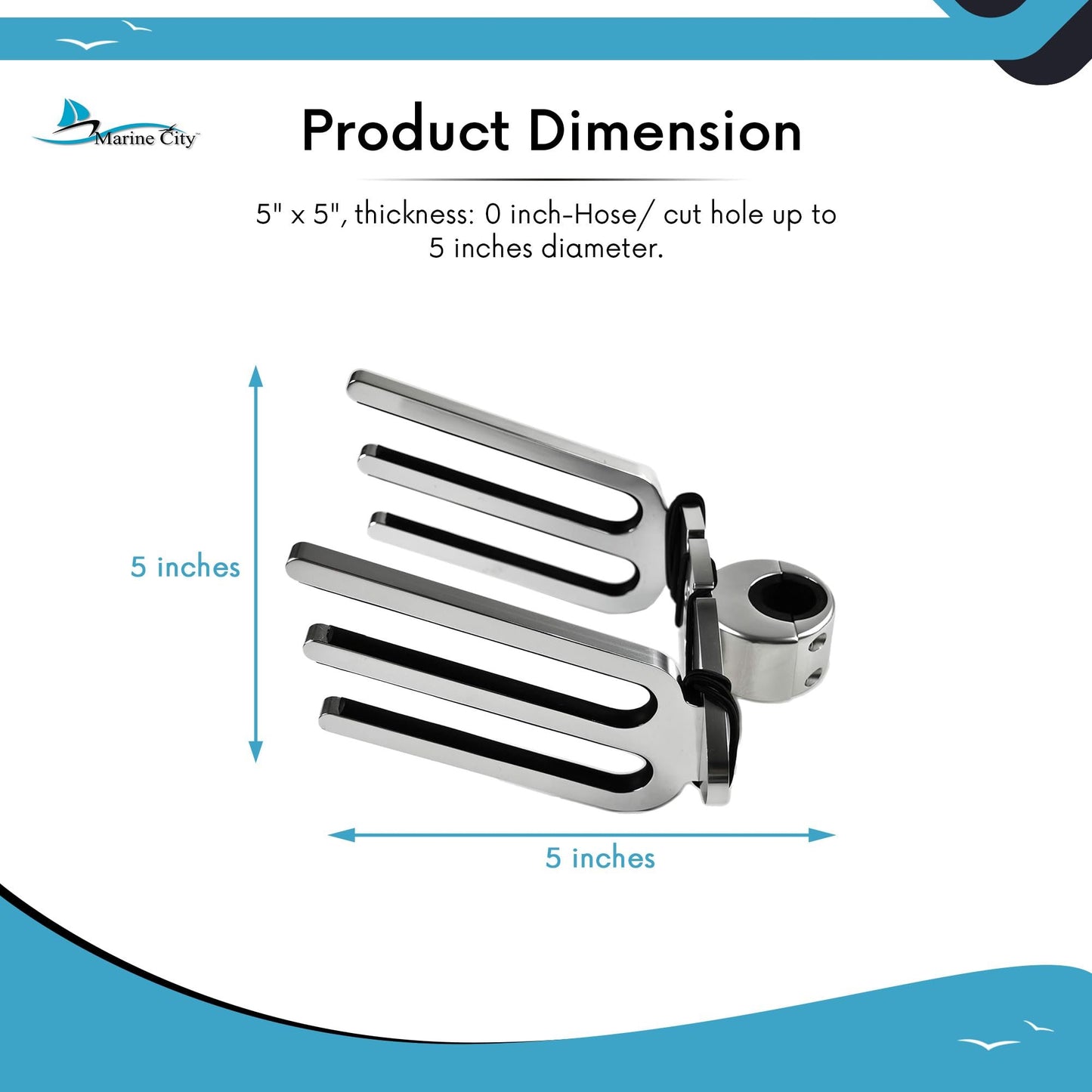 MARINE CITY Thru Vent – 304 Stainless Steel, 5 Inch, Durable & Rust-Resistant