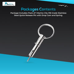 Marine City 316 Stainless Steel Quick Release Pin with Drop Cam & Spring