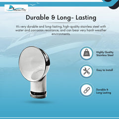 Marine City 3-Inch Round White Cowl Vent 304 Stainless Steel, Corrosion-Resistant