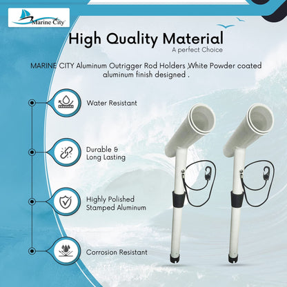 Marine City Fishing Rod Holder Outrigger Plug-in Rod Pod – Aluminum (Pack of 2) Marine City
