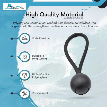 Marine City Polyethylene Black Ball Bungee Cord for 3-Step Telescoping Ladder Marine City Hardware