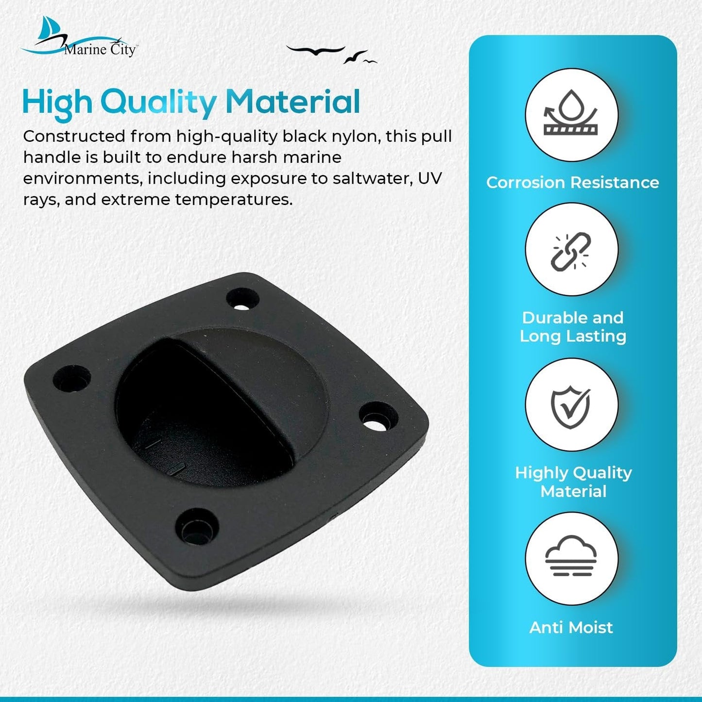 Marine City Black Nylon Pull Handle Durable, Corrosion-Resistant, Ergonomic Grip MARINE CITY