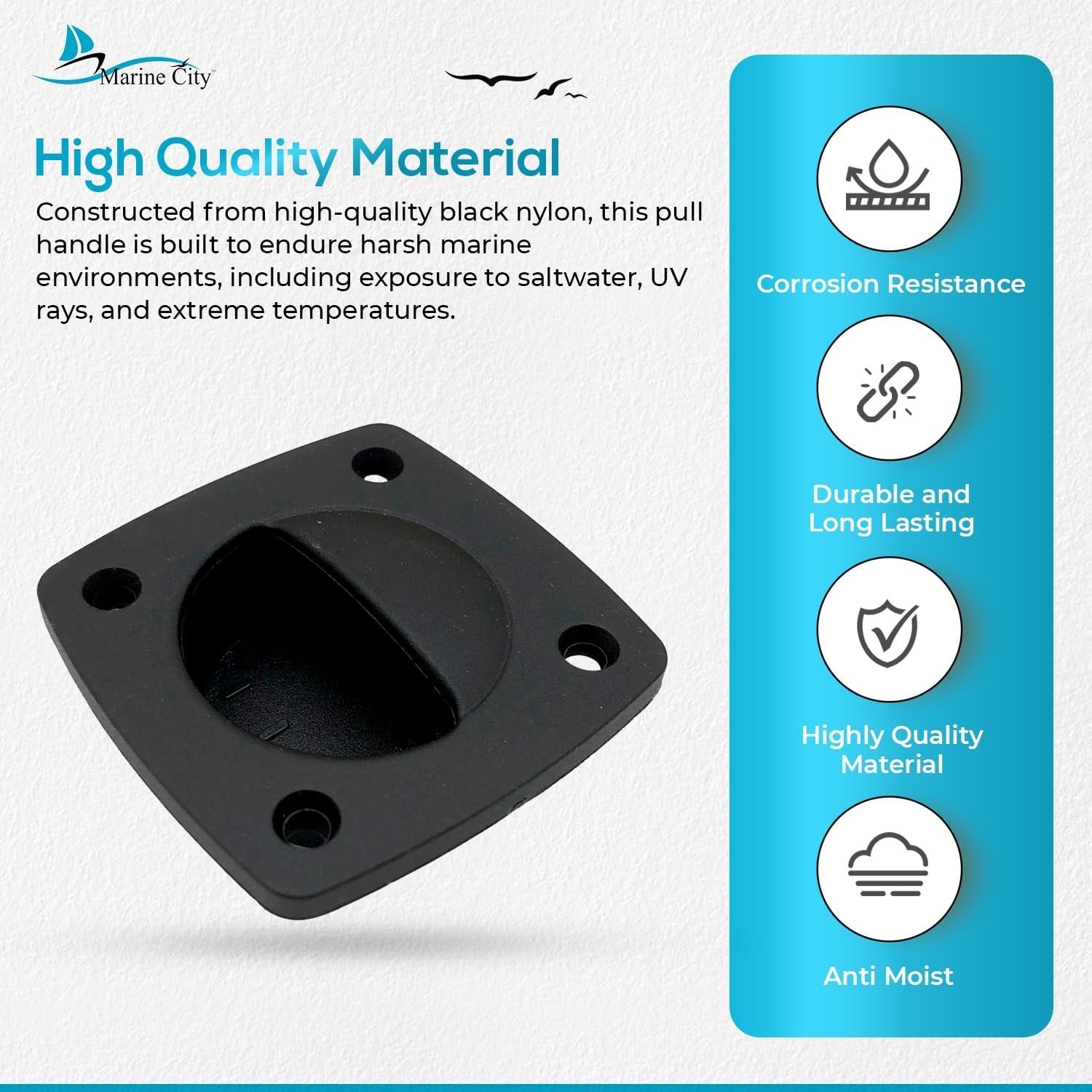 Marine City Black Nylon Pull Handle Durable, Corrosion-Resistant, Ergonomic Grip MARINE CITY