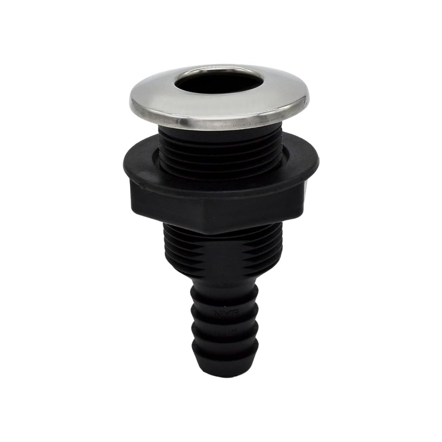 MARINE CITY 1.89" Head Diameter Nylon Thru-Hull/Through Hull with 316 Grade Stainless Steel Trim Cover for 3/4" Hose on Boats, Yachts, Marine Vehicles (Pack of 1)