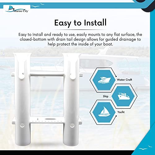 Marine City White Plastic Flush Mount Fishing Rod Holder Rack – 2 Link, 12” Tube Marine City Hardware
