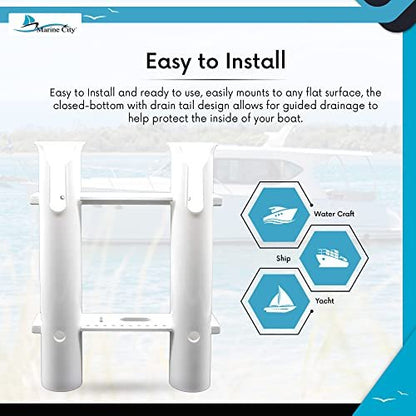 Marine City White Plastic Flush Mount Fishing Rod Holder Rack – 2 Link, 12” Tube Marine City Hardware