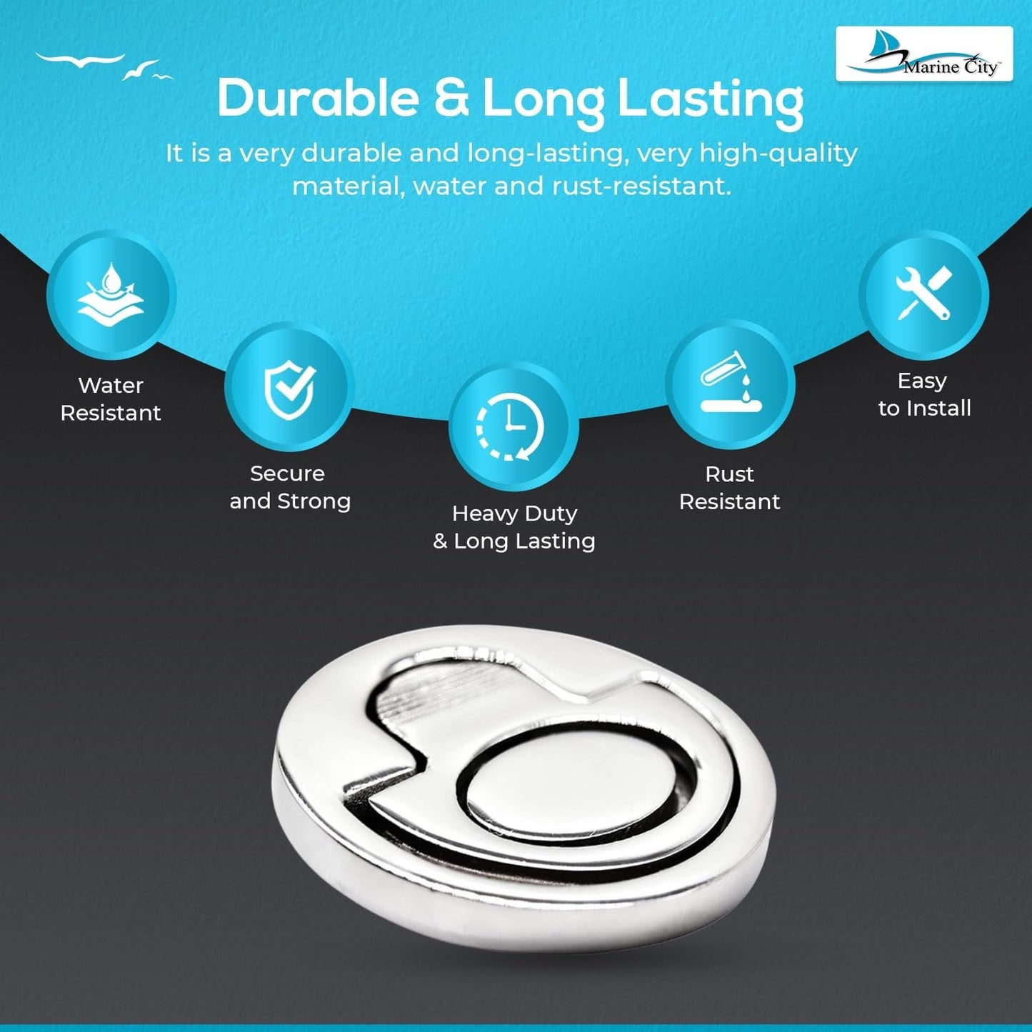 Marine City 316 Stainless Steel Round Spring-Loaded Flush Lifting Ring (4 Pcs) Marine City Hardware